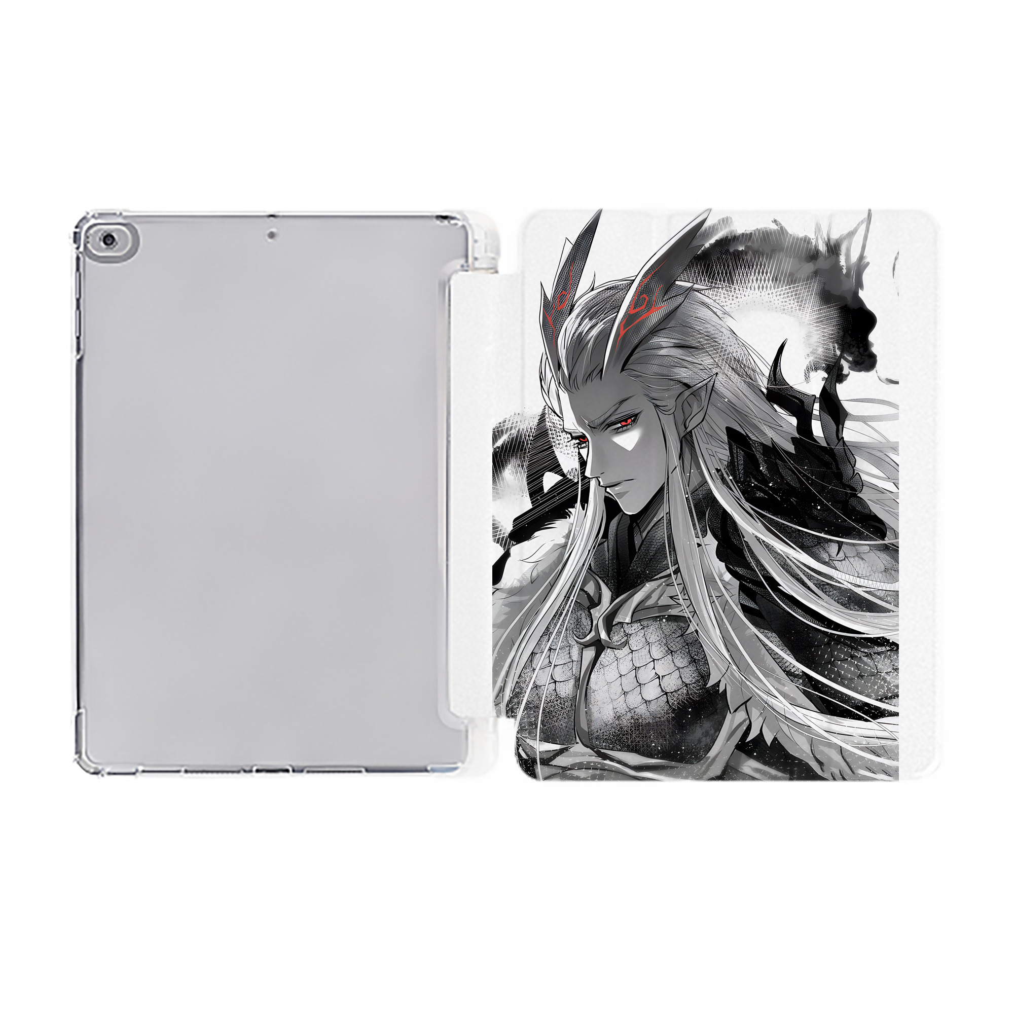 （画像用） Ne Zha 2 ナタ 魔童の大暴れ IPad ケース ペン収納付き 三つ折りスタンド PUレザー×シリコン 対応機種9.5/10.5/10.9インチ